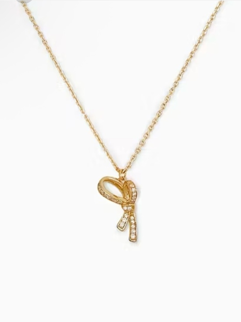 kate spade "All Tied Up" Gold-Toned Bow Necklace w/ Crystal Accents NWT & Dusty!